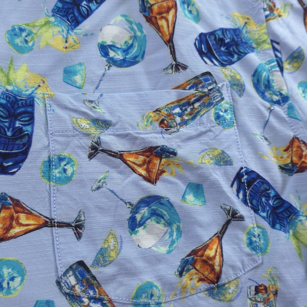 Tommy Bahama The Veracruz Cay Shirt‎ Large Blue Margarita Glass Geometric Beach - Picture 2 of 8